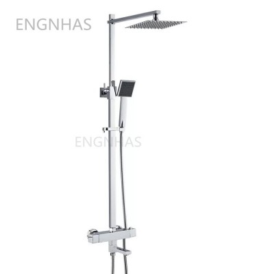 Luxury sanitary ware chrome 3 way thermostatic bath shower faucet set bathroom mixer